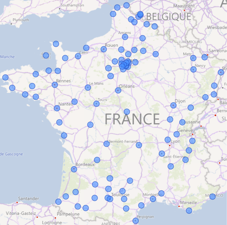 Carte des UNV en France